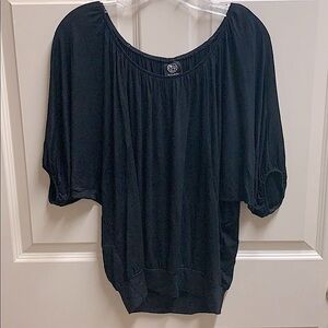 Bobeau black Balloon sleeve drapey knit top